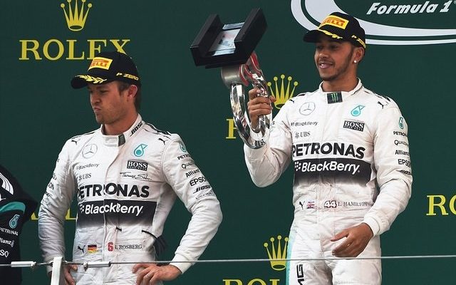 Rosberg appeared glum on the podium after losing out to team-mate Hamilton